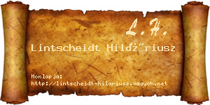 Lintscheidt Hiláriusz névjegykártya